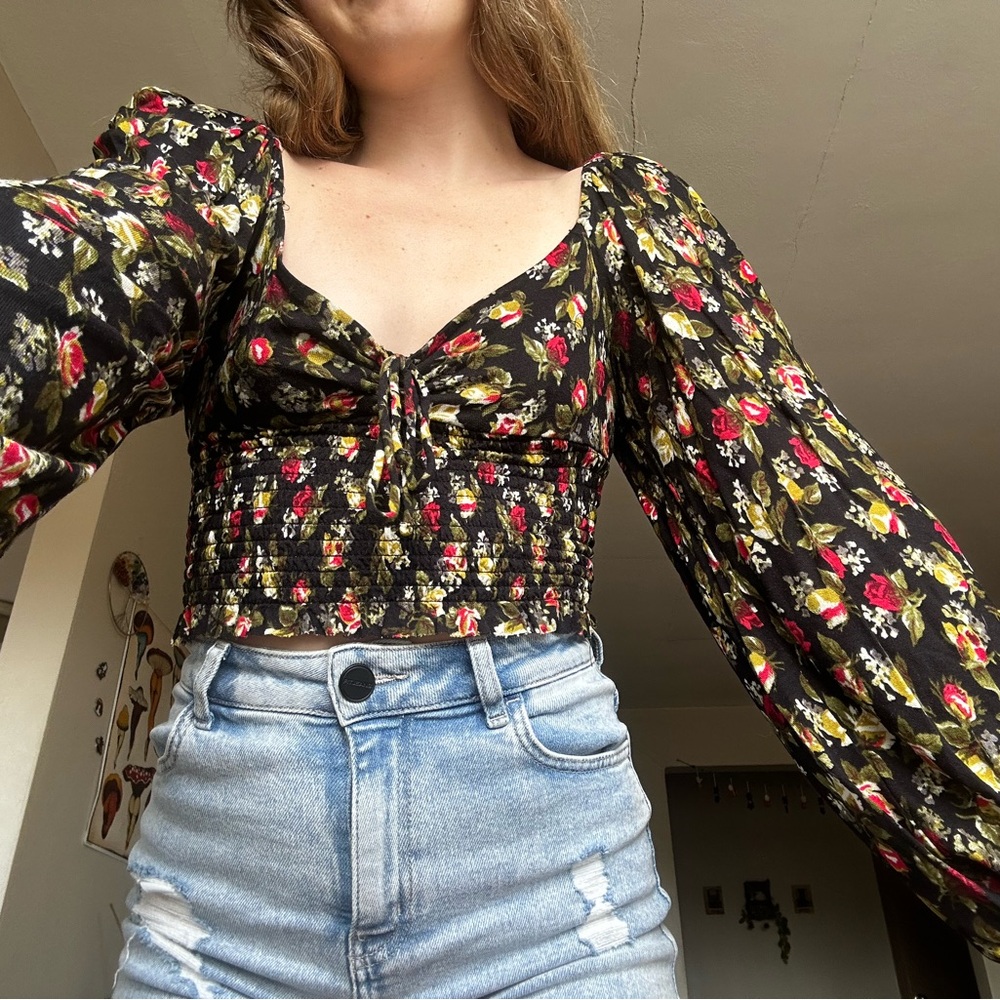 Urban Outfitters Black Floral Top